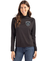 Las Vegas Raiders Cutter & Buck Coastline Epic Comfort Recycled Womens Funnel Neck Black Front