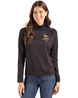 Minnesota Vikings Cutter & Buck Coastline Epic Comfort Recycled Womens Funnel Neck Black Front