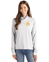 Seattle Mariners Cooperstown Cutter & Buck Coastline Epic Comfort Recycled Womens Funnel Neck CONCRETE Front