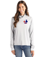 Montreal Expos Cooperstown Cutter & Buck Coastline Epic Comfort Recycled Womens Funnel Neck CONCRETE Front