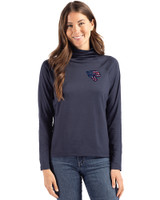 Jacksonville Jaguars Americana Cutter & Buck Coastline Epic Comfort Recycled Womens Funnel Neck Navy Blue Front