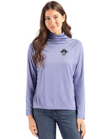 East Carolina (ECU) Pirates College Vault Cutter & Buck Coastline Epic Comfort Recycled Womens Funnel Neck Hyacinth Front