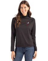 Ohio State Brutus Vintage Cutter & Buck Coastline Epic Comfort Recycled Womens Funnel Neck Black Front