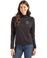 Boise State Broncos Cutter & Buck Coastline Epic Comfort Recycled Womens Funnel Neck Black Front