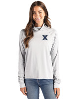 Xavier Musketeers Cutter & Buck Coastline Epic Comfort Recycled Womens Funnel Neck CONCRETE Front