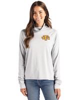 Tennessee Tech Golden Eagles Cutter & Buck Coastline Recycled Double Peached Womens Funnel Neck Pullover CONCRETE Front