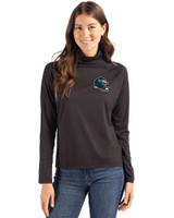 Philadelphia Eagles NFL Helmet Cutter & Buck Coastline Epic Comfort Recycled Womens Funnel Neck Black Front