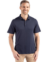 Front profile view of a man wearing a Navy Blue Cutter & Buck Coastline Epic Comfort Eco Recycled Mens Polo