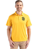 San Diego Padres Cutter & Buck Coastline Epic Comfort Recycled Mens Polo College Gold Front