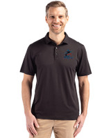 Miami Marlins Cutter & Buck Coastline Epic Comfort Recycled Mens Polo Black Front