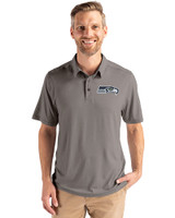 Seattle Seahawks Cutter & Buck Coastline Epic Comfort Recycled Mens Polo Elemental Grey Front