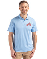 Atlanta Braves Cooperstown Cutter & Buck Coastline Recycled Double Peached Mens Polo Atlas Light Blue Front