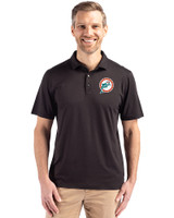 Miami Dolphins Historic Cutter & Buck Coastline Epic Comfort Recycled Mens Polo Black Front