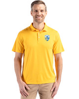 Los Angeles Chargers Historic Cutter & Buck Coastline Recycled Double Peached Mens Polo College Gold Front