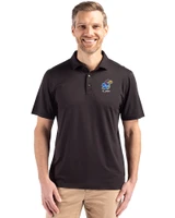 Kansas Jayhawks Alumni Cutter & Buck Coastline Epic Comfort Recycled Mens Polo Black Front