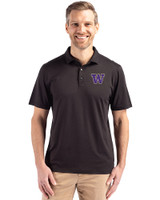 Washington Huskies Cutter & Buck Coastline Epic Comfort Recycled Mens Polo Black Front