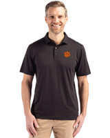 Clemson Tigers Cutter & Buck Coastline Epic Comfort Recycled Mens Polo Black Front