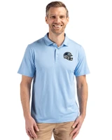 Carolina Panthers NFL Helmet Cutter & Buck Coastline Recycled Double Peached Mens Polo Atlas Light Blue Front