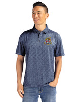 Toledo Mud Hens Cutter & Buck Pike Eco Pebble Print Stretch Recycled Mens Polo Navy Blue/White Front