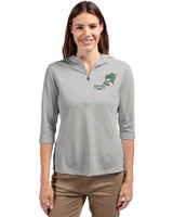 NDSU Bison Vintage Cutter & Buck Virtue Eco Pique Recycled Half Zip Pullover Womens Hoodie Polished Medium Gray Front
