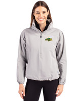 NDSU Bison Cutter & Buck Charter Eco Recycled Womens Anorak Jacket Polished Medium Gray Front