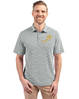 NDSU Bison Vintage Cutter & Buck Virtue Eco Pique Botanical Print Recycled Mens Polo Hunter Green Front