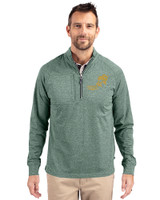 NDSU Bison Vintage Cutter & Buck Adapt Eco Knit Heather Mens Quarter Zip Pullover Hunter Heather Front
