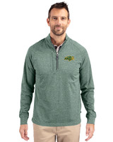 NDSU Bison Cutter & Buck Adapt Eco Knit Heather Mens Quarter Zip Pullover Hunter Heather Front