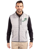 NDSU Bison Vintage Cutter & Buck Rainier Recycled Insulated Puffer Mens Big & Tall Full Zip Vest Polished Medium Gray Front