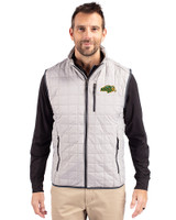 NDSU Bison Cutter & Buck Rainier PrimaLoft® Mens Big and Tall Eco Insulated Full Zip Puffer Vest Polished Medium Gray Front