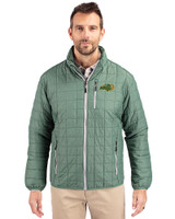 NDSU Bison Cutter & Buck Rainier Recycled Insulated Puffer Mens Full Zip Jacket Hunter Melange Front