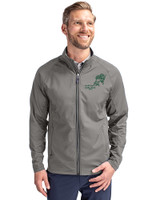 NDSU Bison Vintage Cutter & Buck Adapt Eco Knit Hybrid Recycled Mens Full Zip Jacket Elemental Grey Front