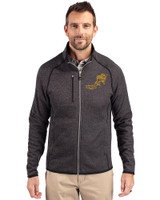 NDSU Bison Vintage Cutter & Buck Mainsail Sweater-Knit Mens Big and Tall Full Zip Jacket Charcoal Heather Front