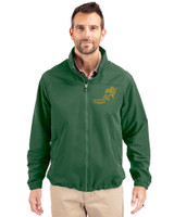 NDSU Bison Vintage Cutter & Buck Charter Recycled Packable Mens Full Zip Jacket Hunter Green Front