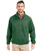 NDSU Bison Cutter & Buck Charter Recycled Packable Mens Full Zip Jacket Hunter Green Front