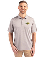 NDSU Bison Cutter & Buck Forge Pencil Stripe Stretch Mens Polo Polished Medium Gray Front