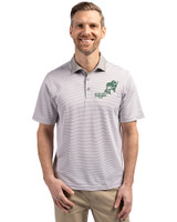 NDSU Bison Vintage Cutter & Buck Virtue Recycled Micro Stripe Featherlight Pique Mens Big & Tall Polo Polished/White Front