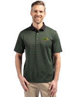 NDSU Bison Cutter & Buck Virtue Eco Pique Micro Stripe Recycled Mens Polo Hunter/Black Front