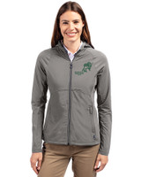 NDSU Bison Vintage Cutter & Buck Adapt Eco Knit Hybrid Recycled Womens Full Zip Jacket Elemental Grey Front