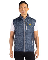 Michigan Wolverines College Vault Cutter & Buck Rainier PrimaLoft® Mens Eco Insulated Full Zip Printed Puffer Vest Dark Navy Front