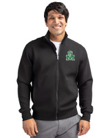 Marshall Thundering Herd College Vault Cutter & Buck Roam Eco Recycled Full Zip Mens Big & Tall Jacket Black Front