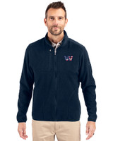 Washington Commanders Americana Cutter & Buck Cascade Eco Sherpa Mens Big & Tall Fleece Jacket Navy Blue Front