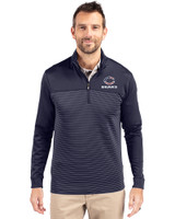 Chicago Bears Americana Cutter & Buck Traverse Stretch Eco Stripe Quarter Zip Mens Big and Tall Pullover Liberty Navy Front
