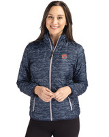 Auburn Tigers Alumni Cutter & Buck Rainier PrimaLoft® Womens Eco Insulated Full Zip Printed Puffer Jacket Dark Navy Front