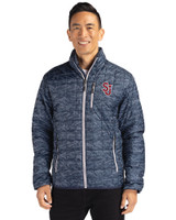 St Johns Red Storm Cutter & Buck Rainier PrimaLoft® Mens Eco Insulated Full Zip Printed Puffer Jacket Dark Navy Front