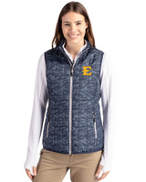 ETSU Buccaneers Cutter & Buck Rainier PrimaLoft® Womens Eco Insulated Full Zip Printed Puffer Vest Dark Navy Front