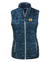 Michigan Wolverines Alumni Cutter & Buck Rainier PrimaLoft® Womens Eco Insulated Full Zip Printed Puffer Vest DN_MANN_HG 1