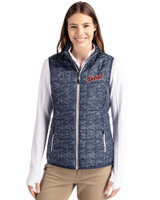 Detroit Tigers Cooperstown Cutter & Buck Rainier PrimaLoft® Womens Eco Insulated Full Zip Printed Puffer Vest Dark Navy Front
