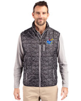 Kansas Jayhawks Cutter & Buck Rainier PrimaLoft® Mens Eco Insulated Full Zip Printed Puffer Vest Black Front