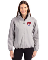 Buffalo Bills Historic Cutter & Buck Charter Eco Recycled Womens Full-Zip Jacket Polished Medium Gray Front
